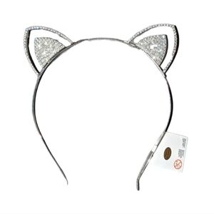 🎃 Sparkly Rhinestone Cat Ear Metal Headband
